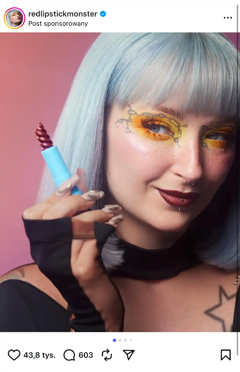Sylwia Kupiec Współpraca Bell x Red Lipstick Monster – linia kosmetyków do makijażu. Źródło: Instagram